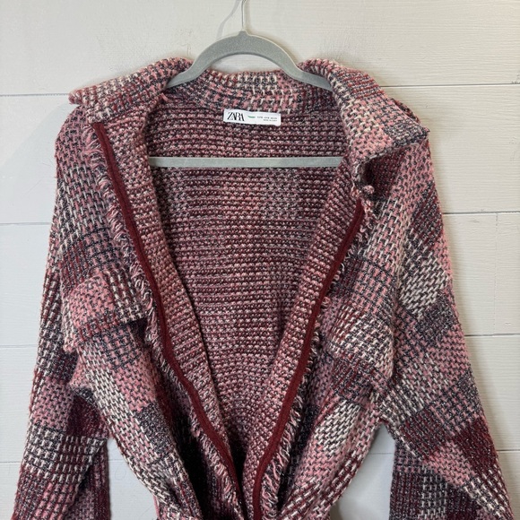 Zara | Women's Tweed Metallic Jacket With Tie Belt Size Small - Picture 2 of 7